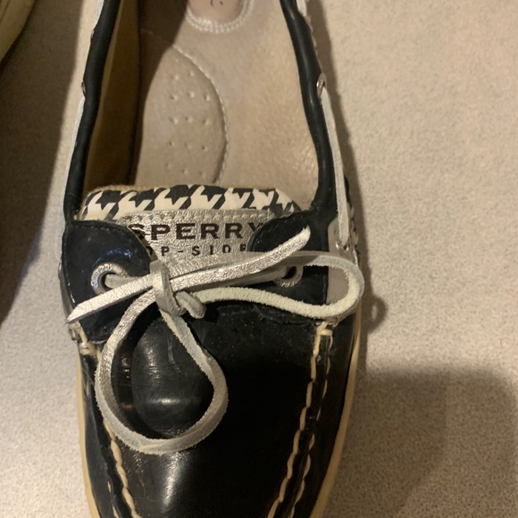 Sperry Black/Silver Angelfish Topsider Moccasin Shoes sz 8.5 M - Picture 2 of 7